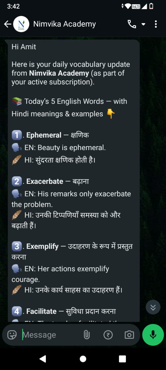 WhatsApp Vocabulary Learning Example 2